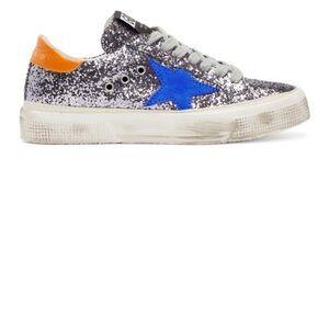 Golden Goose Glitter Sneakers with Blue Star